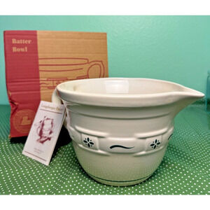 NEW Longeberger Batter Bowl 2 Qt Woven Traditions Heritige Green Vtg USA Made